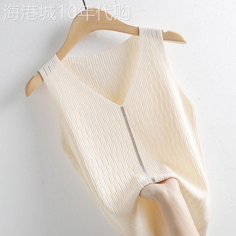 V领吊带背心女夏薄款2026新款时尚西服内搭修身显瘦无袖针织上衣