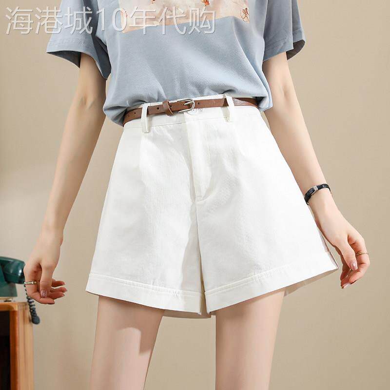 白色短裤女夏季薄款2026新款a字高腰显瘦宽松阔腿西装百搭休闲裤