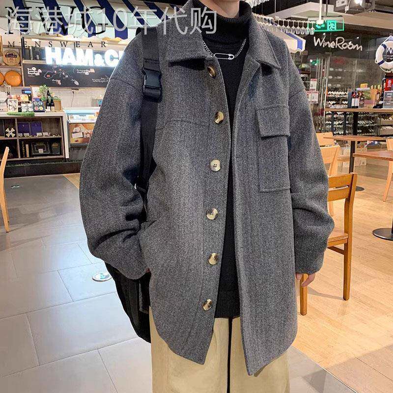 中长款毛呢大衣男潮牌秋冬款新款高级感双面呢羊绒外套男休闲风衣