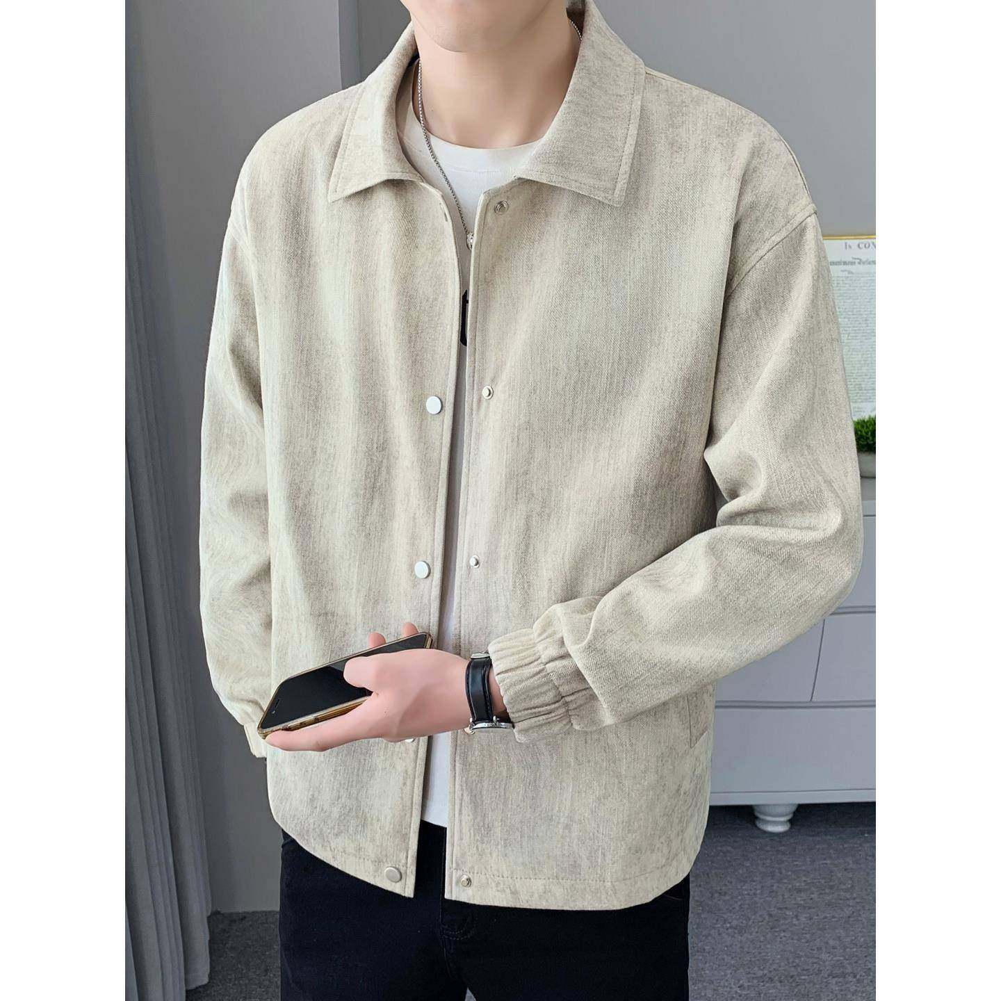 高端轻奢2025新款春秋季男夹克潮流韩版帅气青年休闲薄款翻领外套