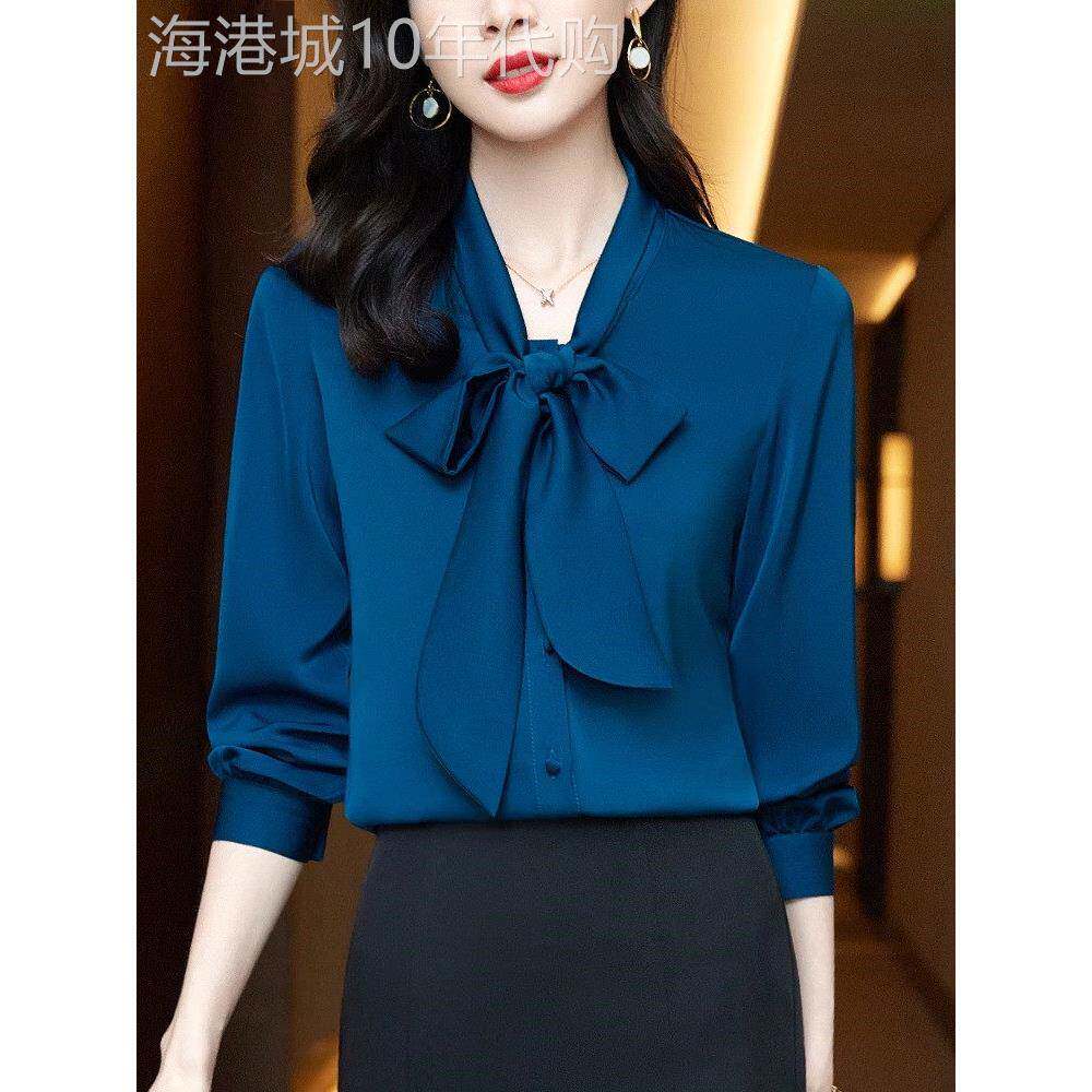 高端白色衬衣蝴蝶结飘带职业衬衫2025秋季新款女长袖上衣时尚洋气