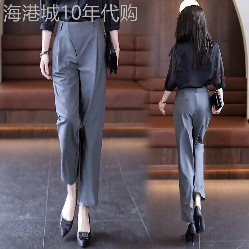 灰色裤子女2026年新款夏季薄款高腰显瘦休闲裤九分烟管直筒西装裤