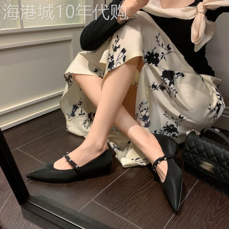 巴黎画展~千金风水钻玛丽珍鞋丝绸尖头内增高单鞋气质精致女鞋春