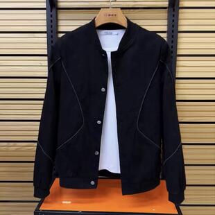 夹克外套男秋冬季2024新款高端棒球领潮牌休闲痞帅男士加绒上衣潮