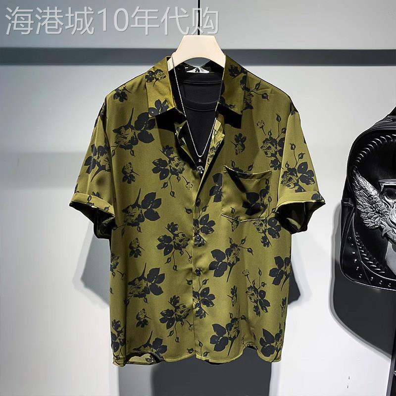 高端港风短袖花衬衫男士2026新款夏季度假休闲五分袖衬衫男款