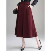 高腰显瘦长款 时尚 红色盘扣半身裙女2025年春秋新款 a字裙大摆伞裙