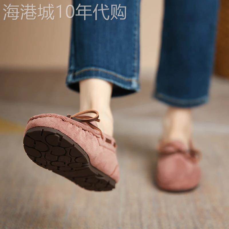 网红爆款豆豆鞋女2025年新款春秋季百搭平底单鞋一脚蹬懒人乐福鞋