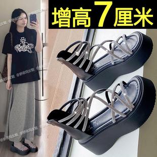 绝美配裙子水钻罗马凉鞋 厚底凉鞋 小个子增高法式 女2025新款 夏季