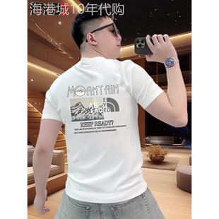 高端欧货潮牌短袖t恤男士2025夏季新款痞帅圆领纯棉白色体恤男款