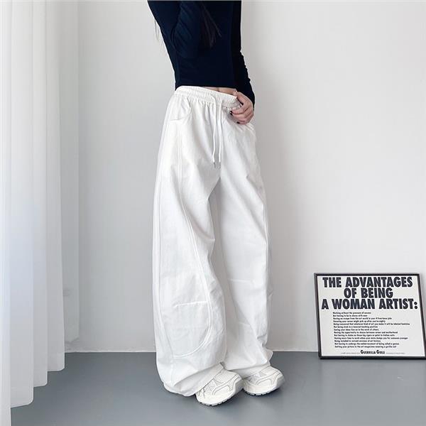 韩国大码松弛感宽松显瘦阔腿裤女秋季新款胖mm梨形身材休闲运动裤