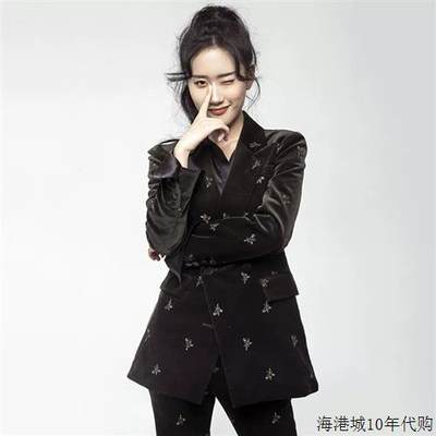 BEBE NOBLE气质黑色高端女神范金丝绒西装套装女职业装西服两件套