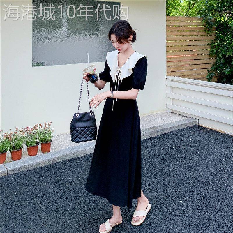 娃娃领黑色赫本风法式洋装女2026夏季新款气质显瘦高级感小黑裙