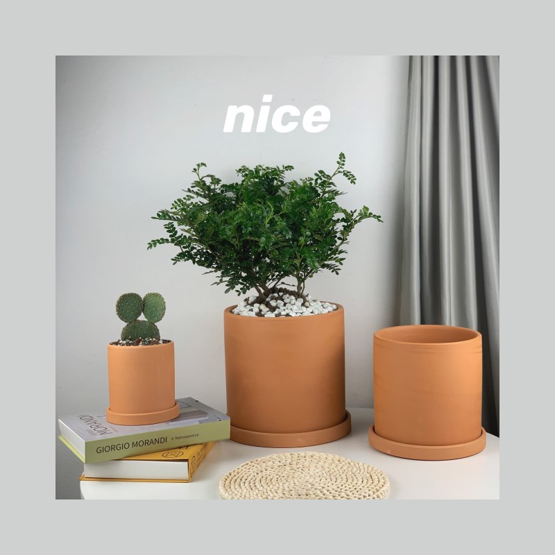 红陶花盆大口径直筒透气多肉绿萝鲜花盆栽仙人掌陶瓷泥瓦盆清仓