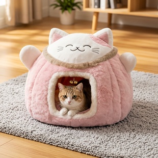招财猫窝冬天加厚保暖猫屋封闭式安全感冬日猫咪睡窝猫床四季通用