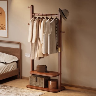 实木落地挂衣架2025新款衣帽架卧室客厅简约不占空间多功能置物架