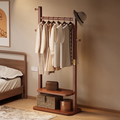 实木落地挂衣架2025新款衣帽架卧室客厅简约不占空间多功能置物架