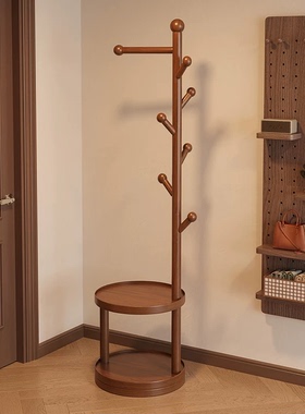 实木落地挂衣架卧室置物架客厅简易立式杆挂包架床尾衣服收纳神器