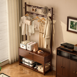换鞋凳衣架落地卧室衣帽架房间挂衣架新款客厅家用挂衣服置物架子