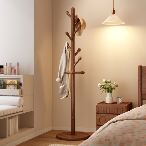 实木衣架落地衣帽架简易立式榉木挂衣杆室内挂包架卧室家用挂衣架