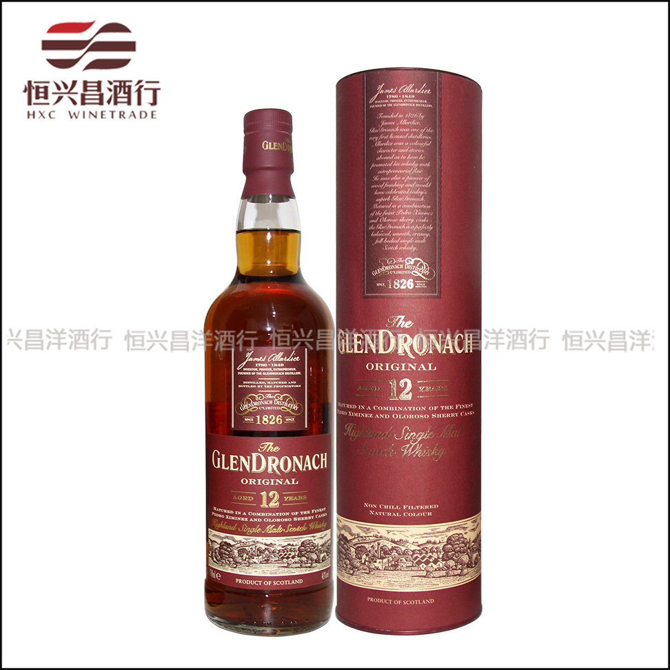 格兰多纳 12年 单一麦芽苏格兰威士忌 700ml 英国glendronach洋酒