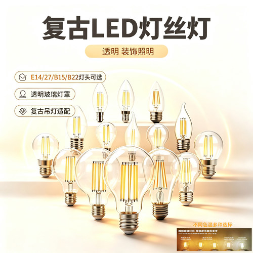 爱迪生复古灯丝灯新款室内省电