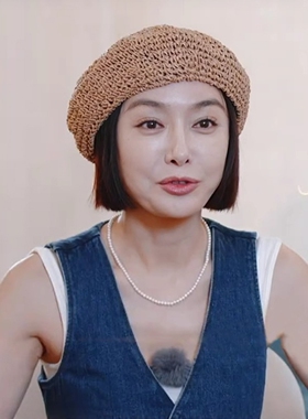 草编贝雷帽女夏新款秦岚明星同款时尚显脸小海边沙滩遮阳画家帽子