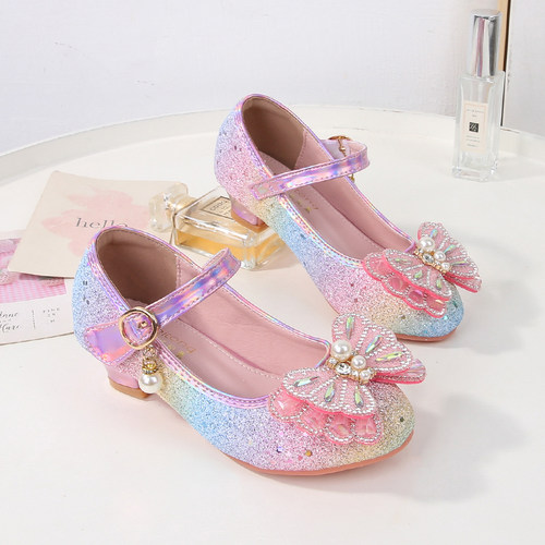 女童高跟鞋软底爱莎公主鞋