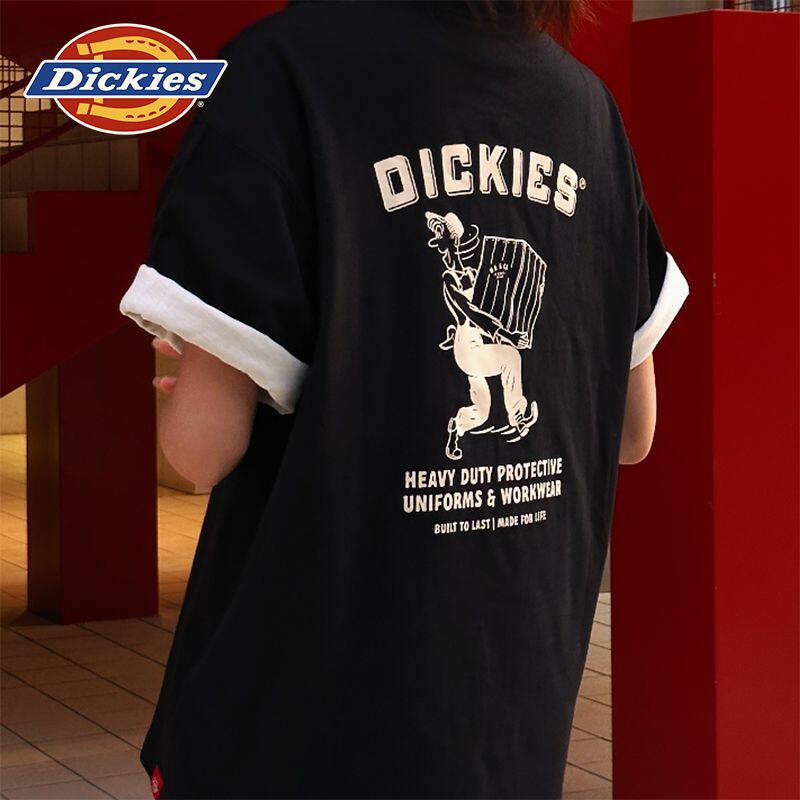Dickies26春夏新款 背后大图案印花圆领宽松短袖T恤 男女情侣