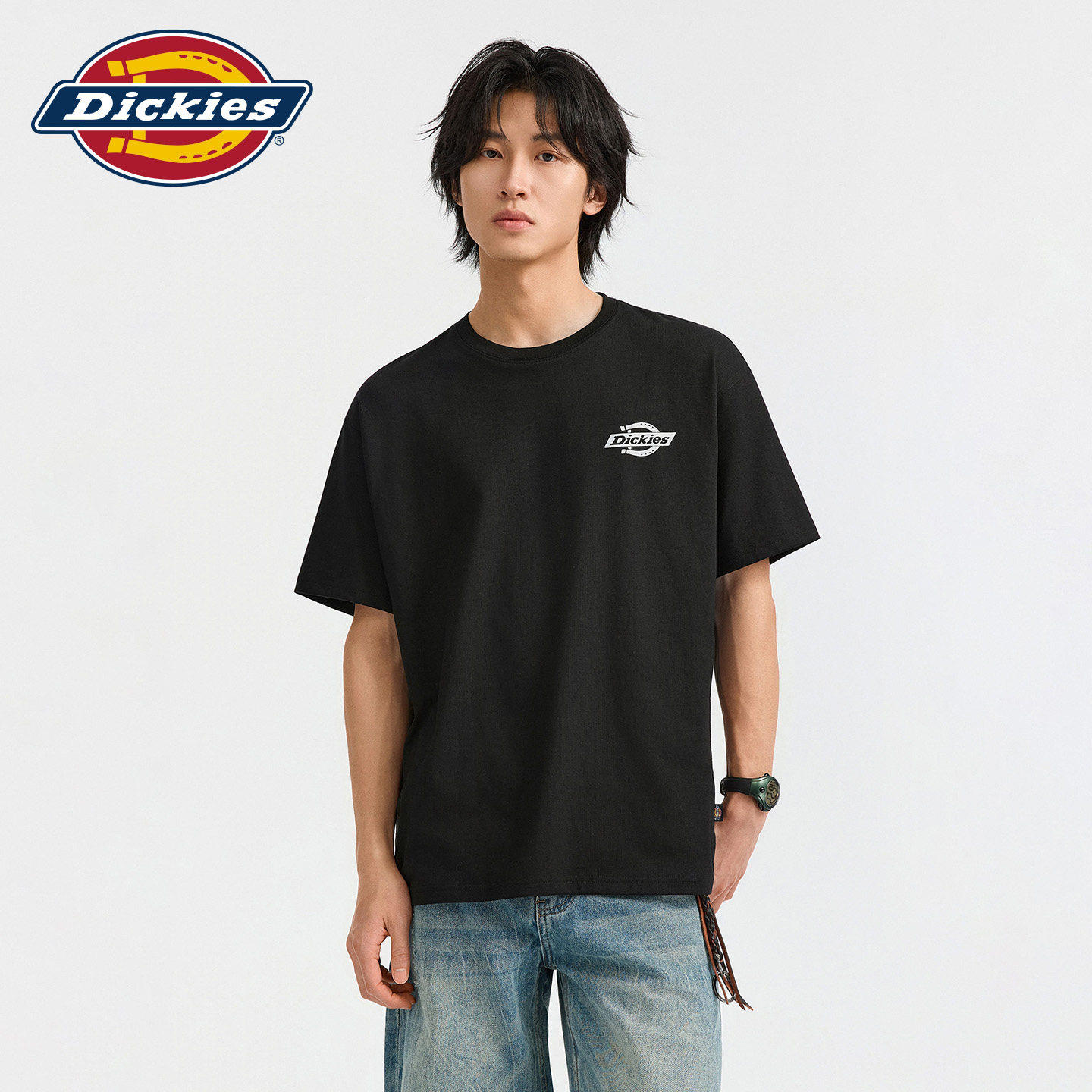 Dickies夏季短袖男士t恤纯白圆领上衣印花百搭休闲复古上衣