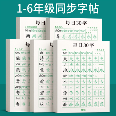 一年级二年级字帖下册上册每日30字练字帖小学生专用每日一练三年级四五六同步练字本楷书练习贴正楷钢笔点阵控笔训练硬笔书法拼音