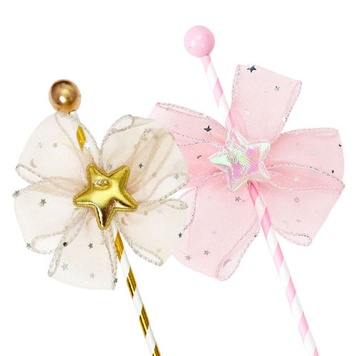 网纱星星仙女棒蛋糕装饰插件女孩生日烘焙装扮配件派对甜品台用品