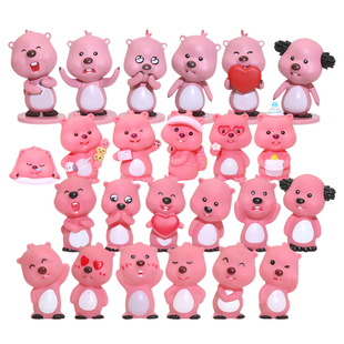 粉色小海狸路比蛋糕装饰摆件公仔卡通可爱儿童生日甜品台装扮配件