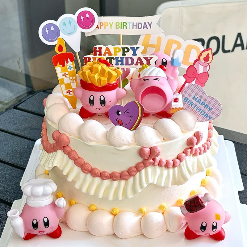 可爱薯条汉堡包卡比美食主题蛋糕装饰摆件公仔儿童生日烘焙装扮