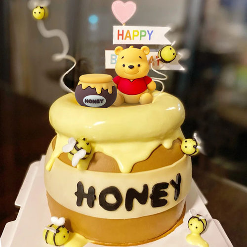 软胶蜜蜂小熊蜂蜜罐蛋糕装饰摆件卡通主题儿童生日烘焙装扮配件