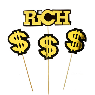 烫金美元蛋糕插排符号＄rich