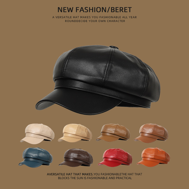 皮质贝雷帽子女英伦百搭显脸小春秋冬季八角帽日系复古报童鸭舌帽,服饰配件/皮带/帽子/围巾,帽子,淘宝优惠券,粉丝福利购,淘宝优惠卷