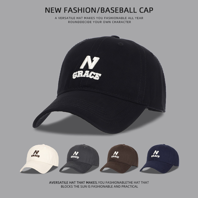 百搭显脸小遮阳棒球帽子女深顶宽弯檐大头围户外防晒刺绣鸭舌帽男