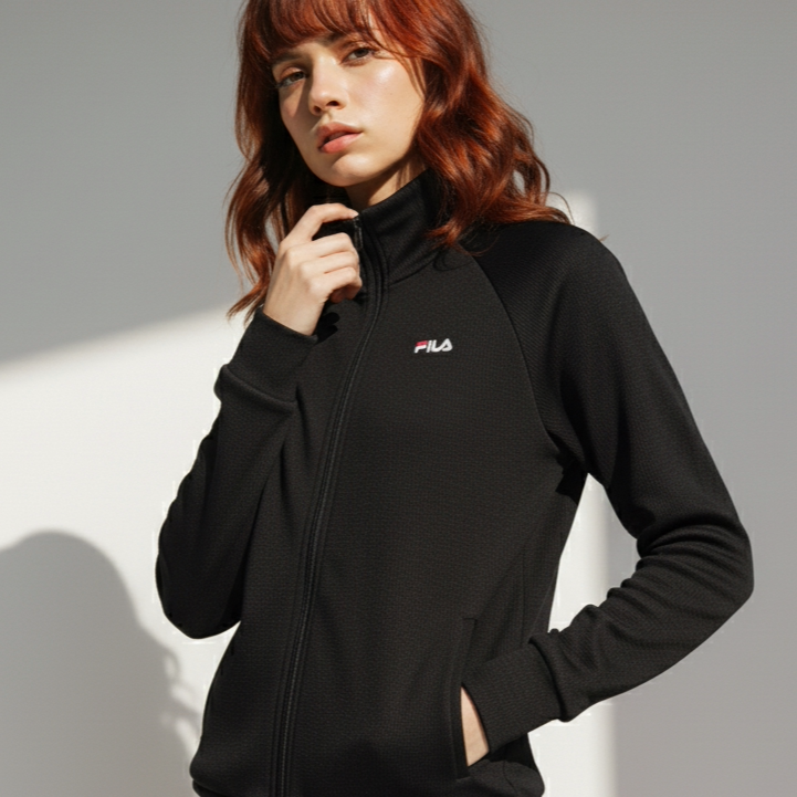 长袖日单女款立领修身拉链开衫