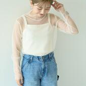 日单叠穿百搭透明网纱长袖 高领初秋防晒外搭上衣波点打底蕾丝罩衫