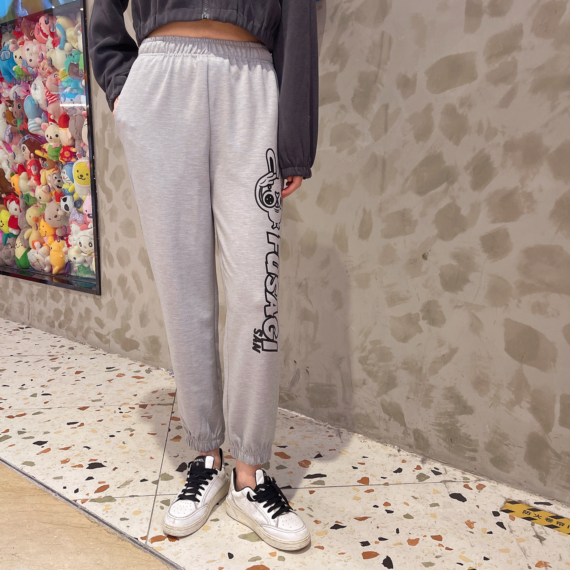 高腰束脚休闲长裤日单宽松