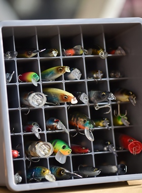 加厚 洞洞盒36格路亚硬饵收纳盒展示盒船钓卡亚克鱼饵盒木虾钓箱