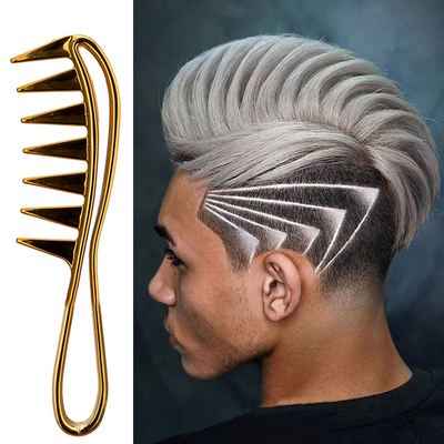 金色大齿梳子纹理复古油头