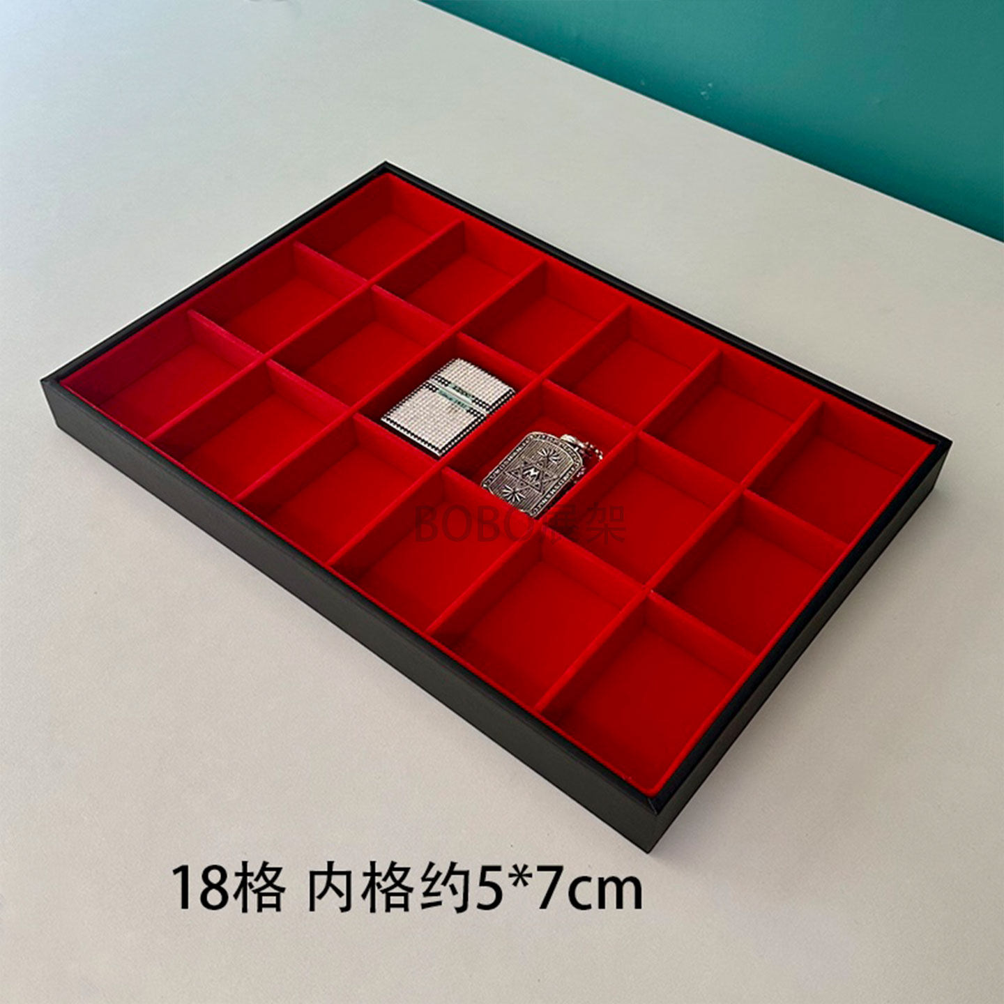 黑红无盖大容量多格首饰托盘文玩佛牌项链手镯玉石饰品收纳展示架