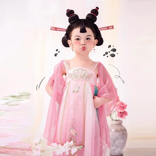 元旦演出石矶娘娘汉服女童2025新款古装国风超仙唐装小女孩国风