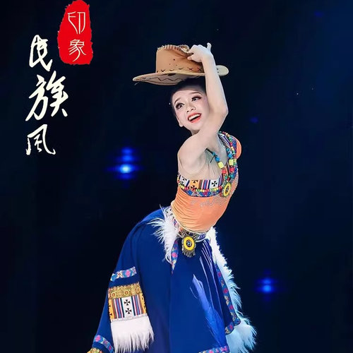 毕业新款藏族舞蹈演出服装女民族风艺考半身裙次仁拉索舞蹈大摆裙