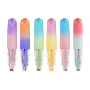 渐变色双色按动荧光笔高颜值双线记号笔彩色划重点标记笔彩色记号笔手账笔萤光笔小学生初中生做笔记本专用