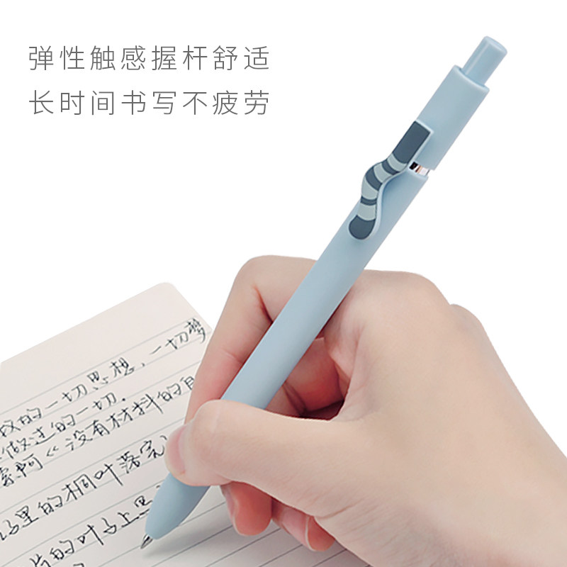 귀여운 고양이 가족 푸시 버튼 사무실 젤 펜 세트 0.5MM 시험 펜 탄성 터치 접착제 학생 귀여운 기능 가리 하트 하이 찾고 젤 펜 블랙 서명 리필