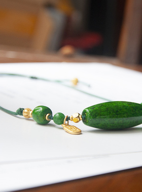 寻她女天珠辣绿色项链