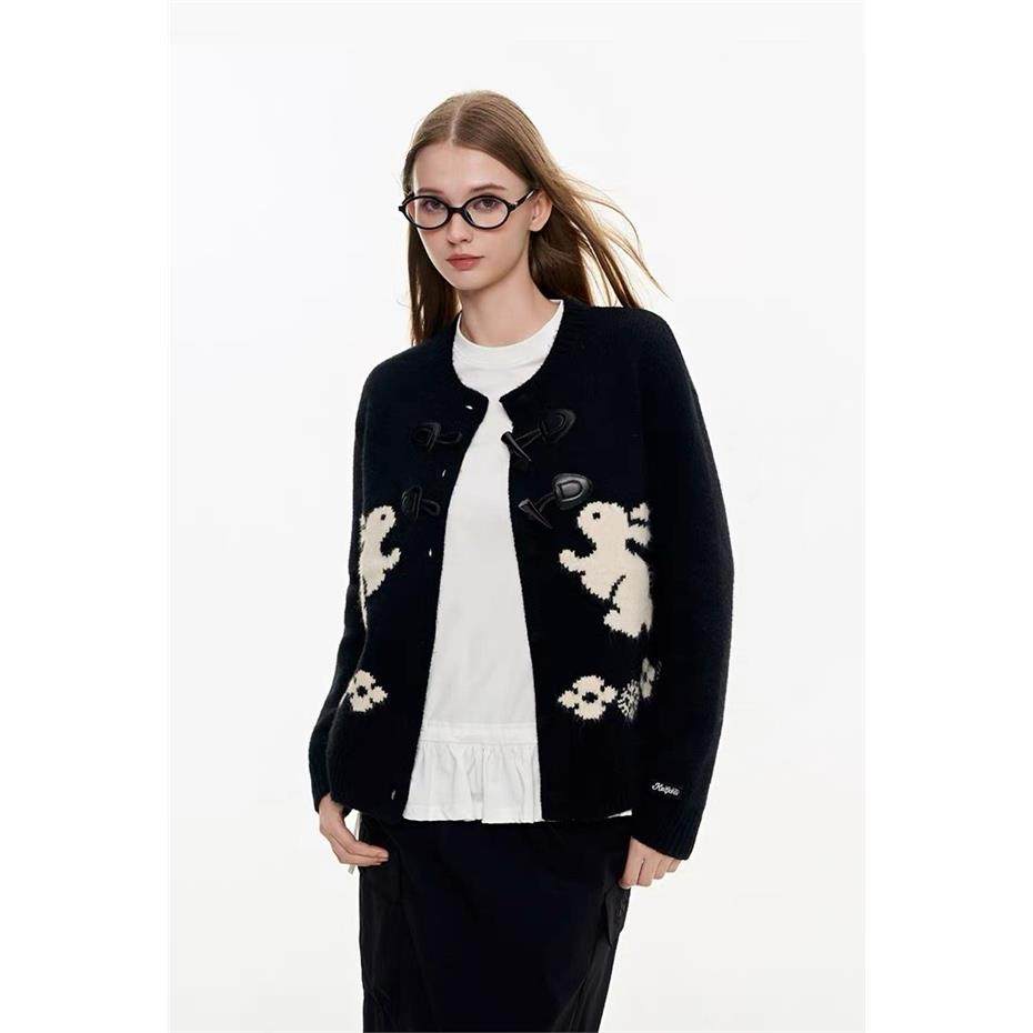 空穴来风 秋冬季牛角扣兔子绣花长袖针织开衫女百搭软糯毛衣外套,女装/女士精品,毛衣,淘宝优惠券,粉丝福利购,淘宝优惠卷