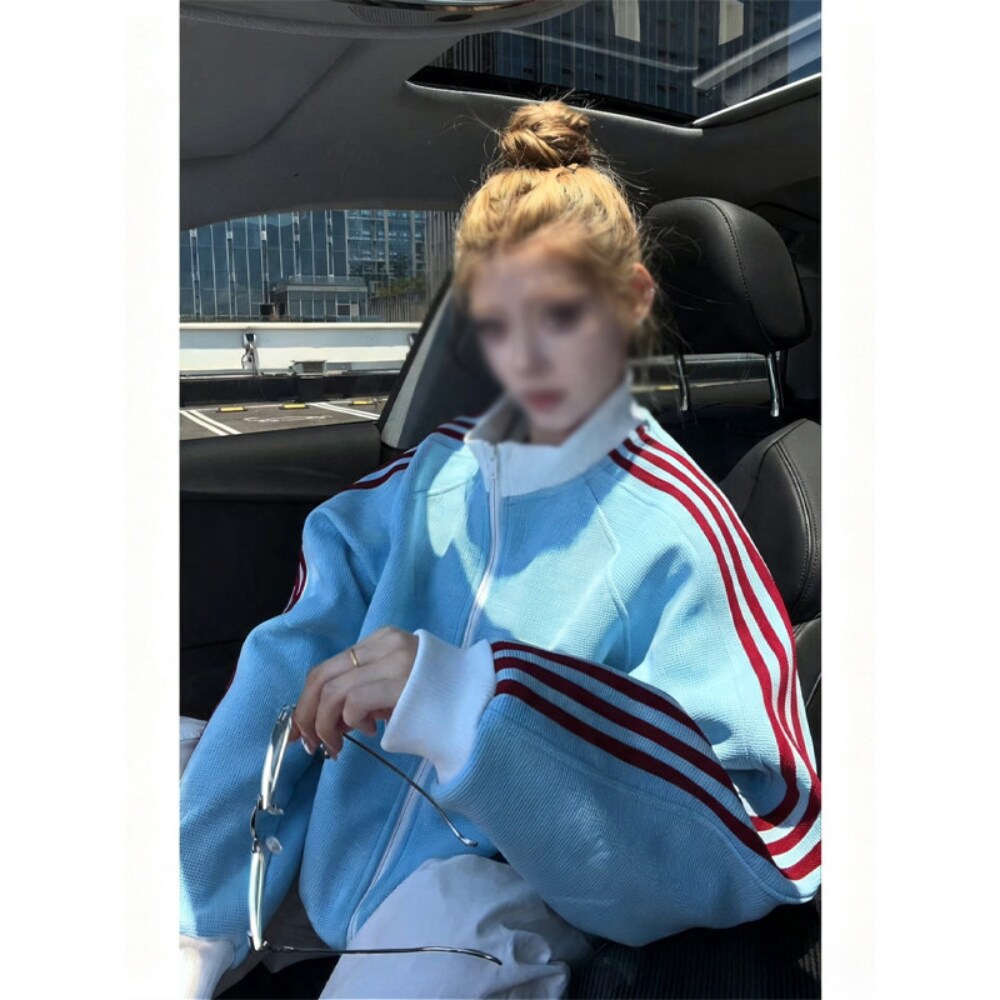华夫格立领开衫夹克男女秋季美式夹克